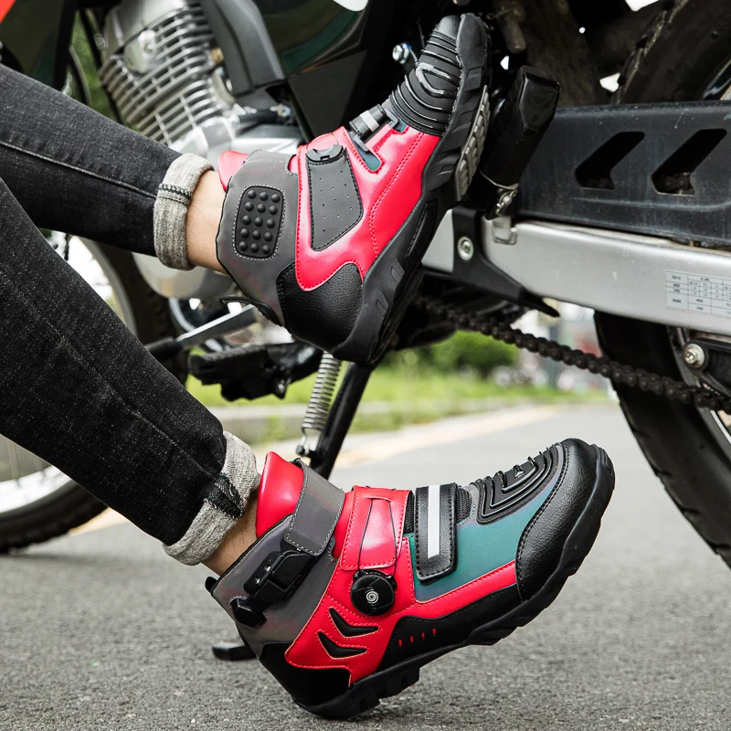 أحذية ركوب الدراجات النارية الواقية للجنسين، أحذية سباق جديدة للطرق الوعرة، أحذية ركوب الدراجات مضادة للانزلاق وقابلة للتنفس