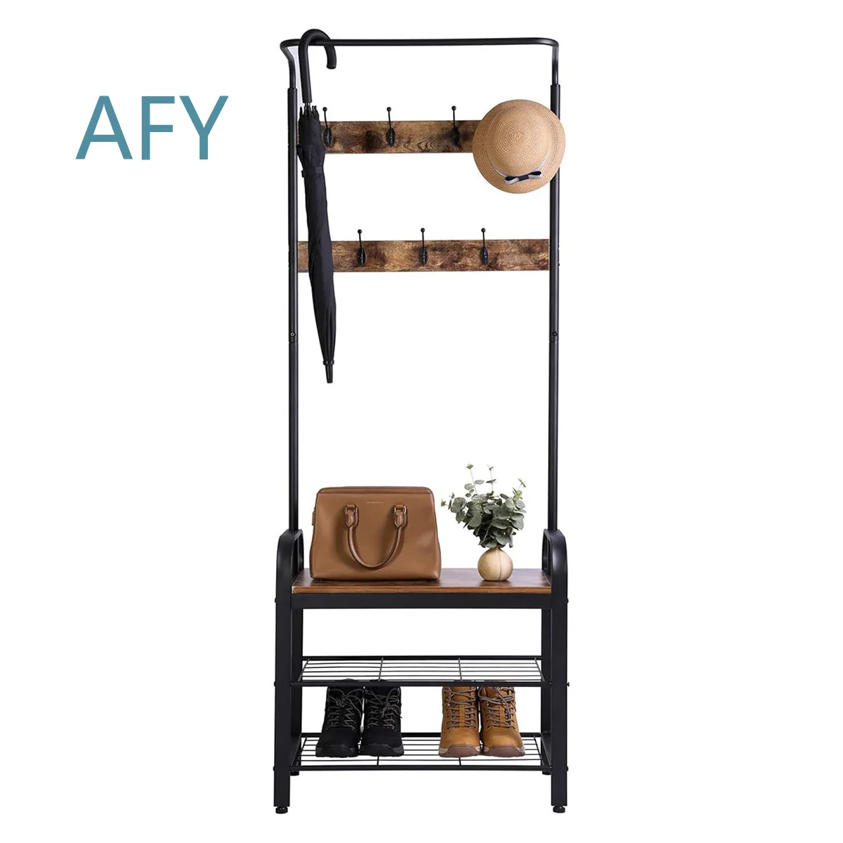 Multi-layer Coat Rack for Floor to Ceiling Wrought Iron Hanger Shoe Change Stool Carbon Steel Shoe Rack Simple Space Saving
