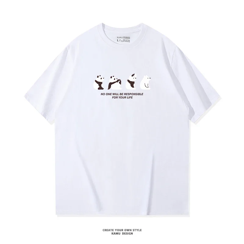 

Pure Cotton Short-sleeved Pure Cotton Printed Men's T-shirt Summer Pure Cotton Cool Trendy Lapel Short-sleeved Very Handsome Men