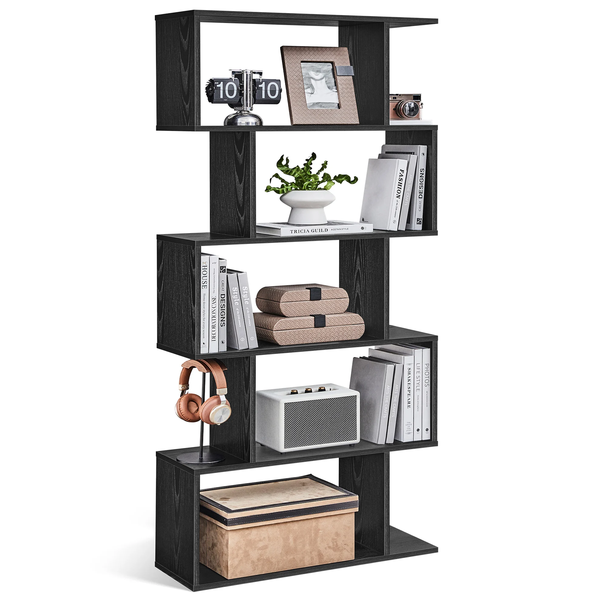 

Книжный шкаф VASAGLE, 5-ярусная полка для книг, высокая витрина, отдельно стоящая полка для хранения, разделитель комнаты, для домашнего офиса, гостиной