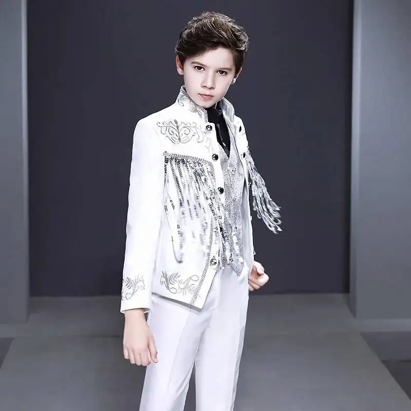 Suit Mini Handsome Set Children's With British Style, Boys' Floral Dress, Runway Show, Piano Performance Suit, Mini Suit