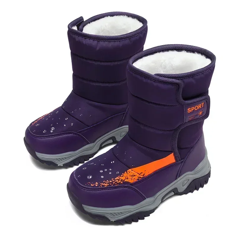 5-12 inverno caldo pelliccia stivali da neve bambini scarpe pelose ragazzi ragazza antiscivolo in pelle autunno impermeabile bambini stivali bambino sneaker peloso