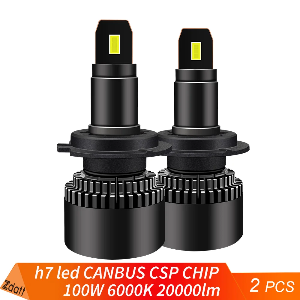 

6000K Mini H7 LED Canbus Car Bulbs H1 H8 H11 H4 Led Headlights 100W 20000LM 12V Turbo Fan 9005 9006 HB3 HB4 Fog Light Zdatt 2Pcs