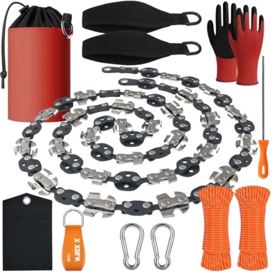 

High Tree Limb Rope Saw with 15 Oz Throw Bag 2 Pack 50FT Paracord 53 In Hand-operater Chainsaw Cutters with Handles and Carryin