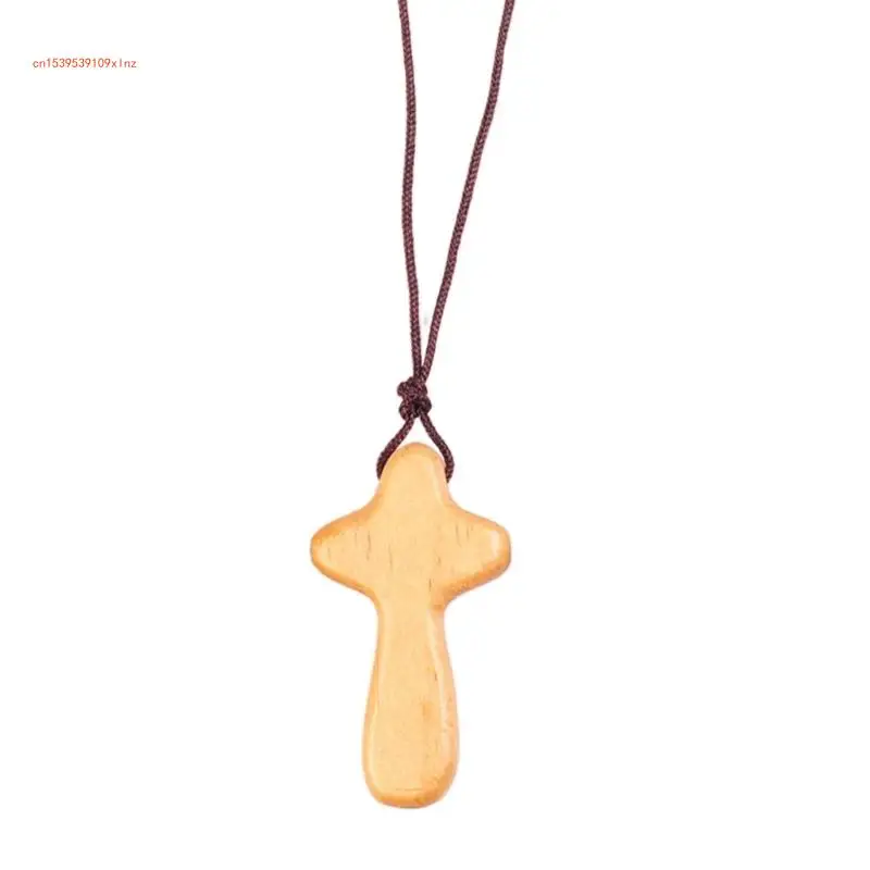 Hand Held Wooden Pendant Necklace Holding Crosses Choker for Men Women Jewelry Car Rearview Mirror Decoration