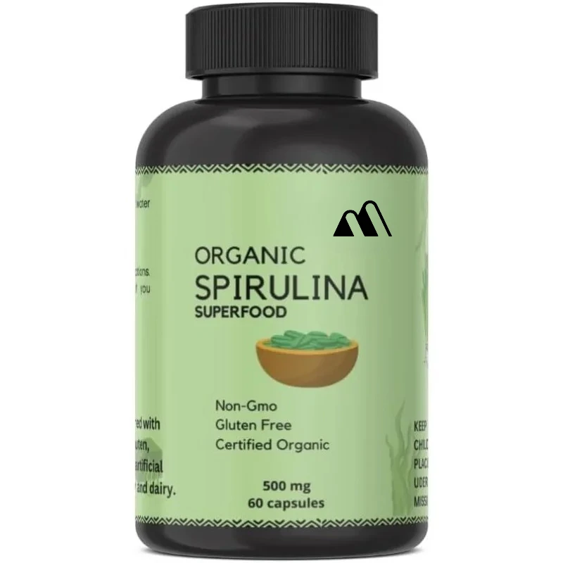 Cápsulas de proteína en polvo de espirulina orgánica - Vitaminas y minerales, proporcionan energía - Vegetariano, sin gluten