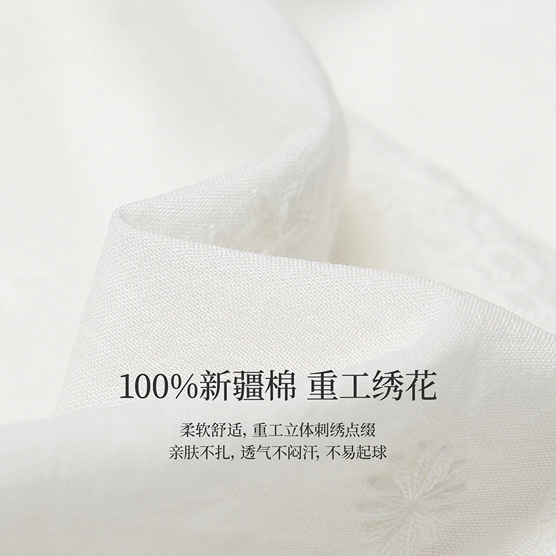 INMAN بلوزة مطرزة بياقة مكشكشة فرنسية من القطن الخالص لخريف 2025 بلوزة نسائية جديدة فضفاضة بأكمام طويلة أنيقة |   عصرية كاس