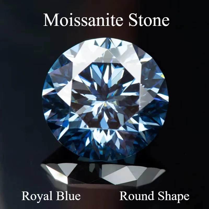 Moissanite Stones Round Shape Natural Colours Royal Blue Plum Blossom Cut Lab Grown Diamond DIY Jewelry Making With GRA Report