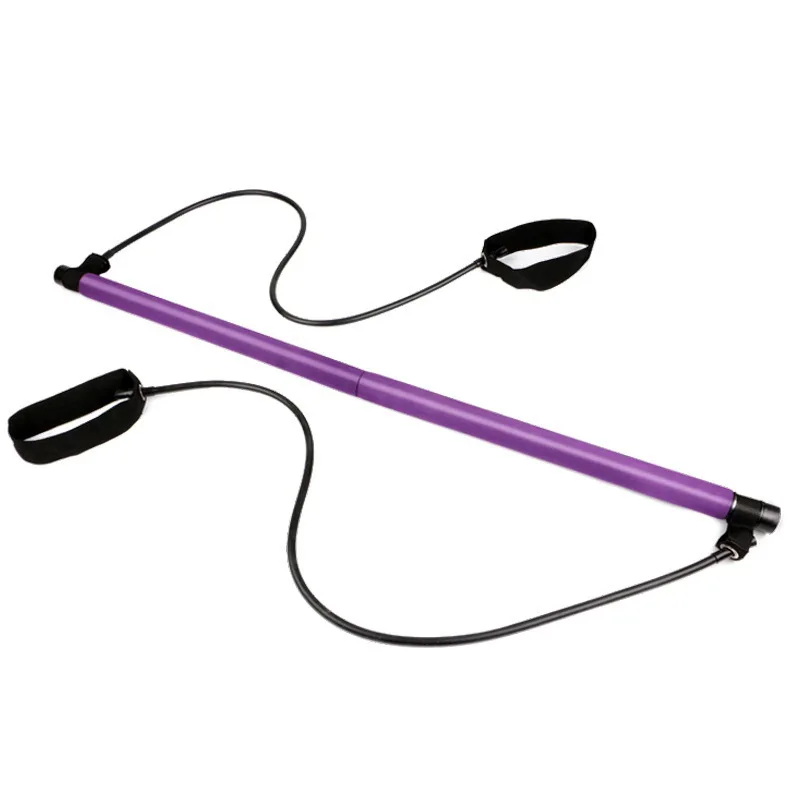 x3 resistance band bar Portable Yoga Pilates Bar Stick with Resistance Band Home Gym Muscle Toning Bar Fitness Stretching