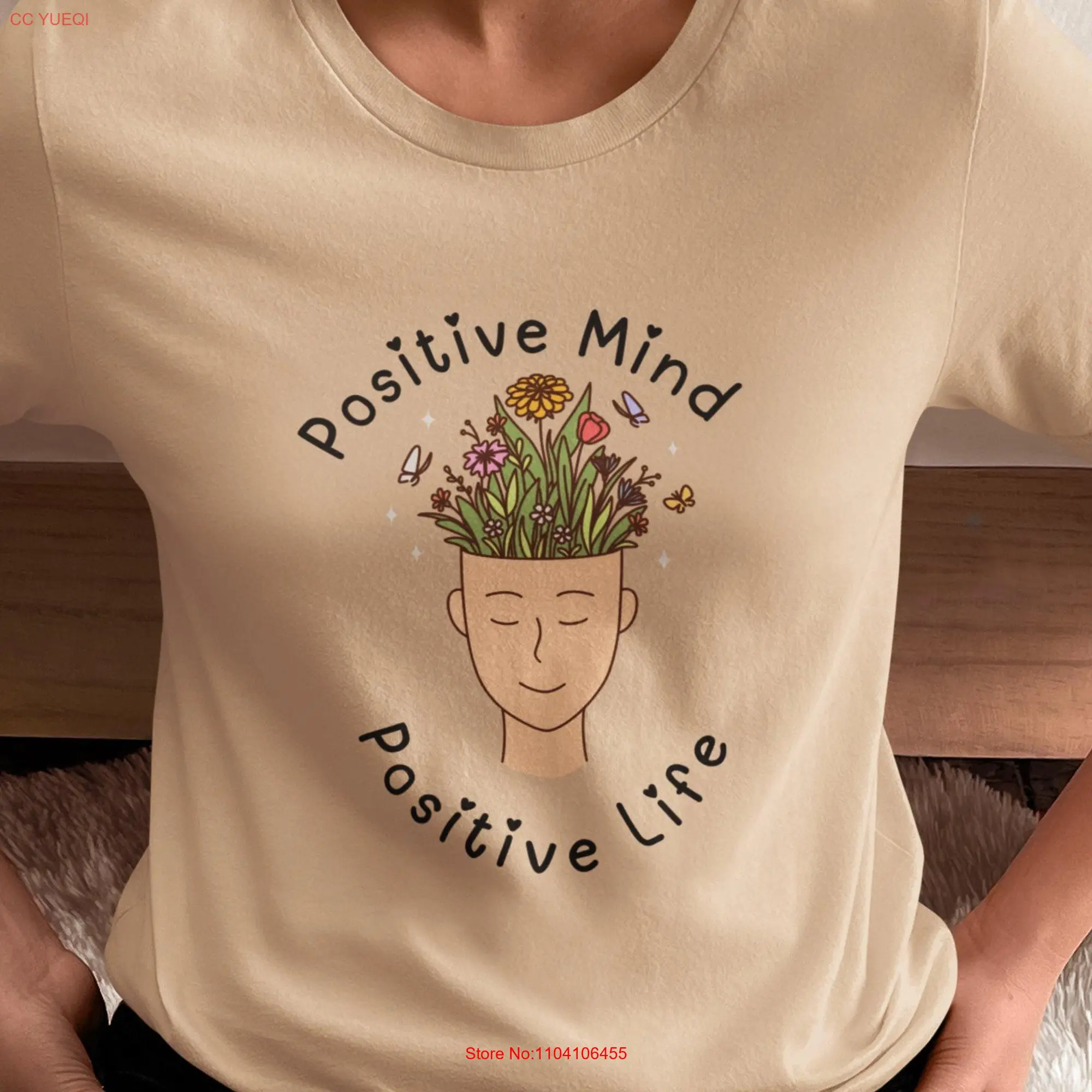 Positive Mind Life T Shirt Positivity Thinking Inspirational Quote long or short sleeves