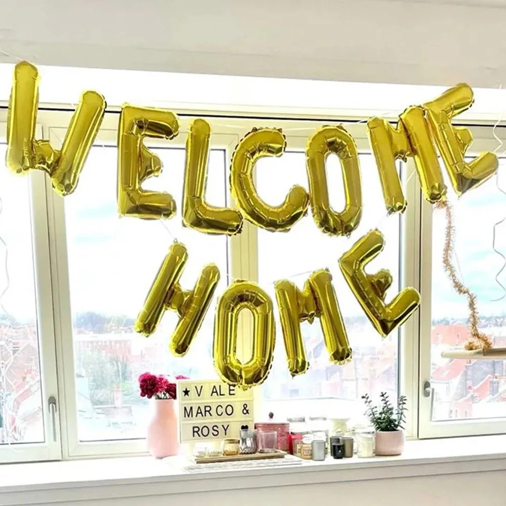 

1set 16inch Gold Welcome Home Letter Foil Balloons Welcome Back to Home Event Party supplies Inflatable Air globals Decorations