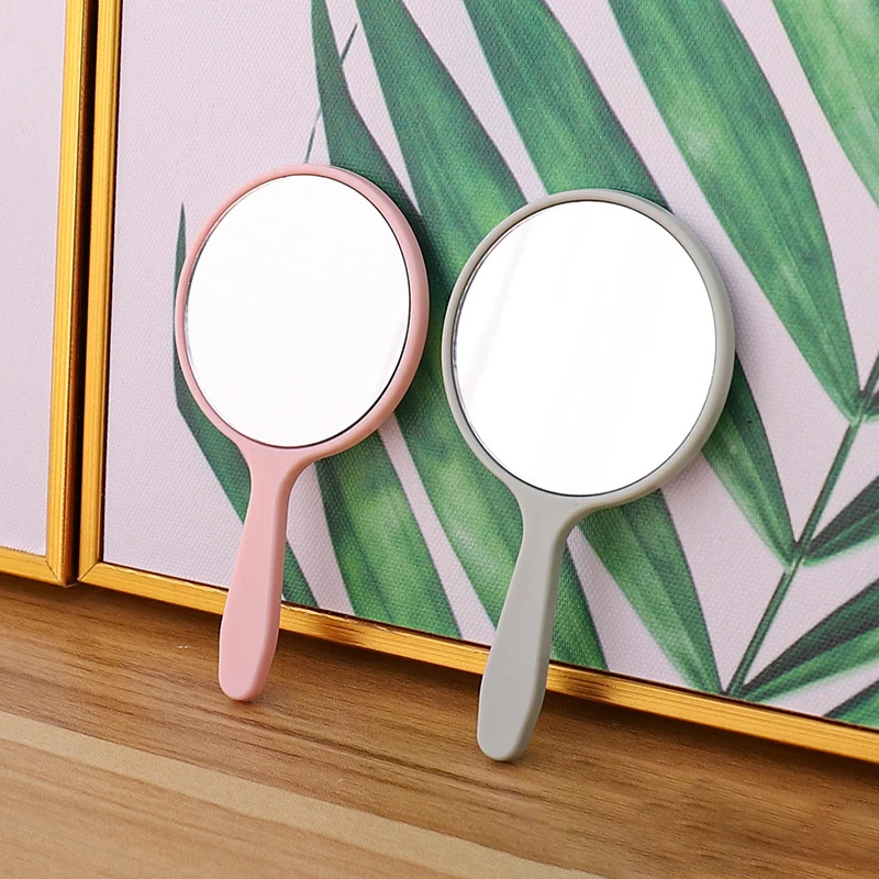 Handheld small mirror DIY round mirror portable cosmetic mirror creative cute portable handle mirror