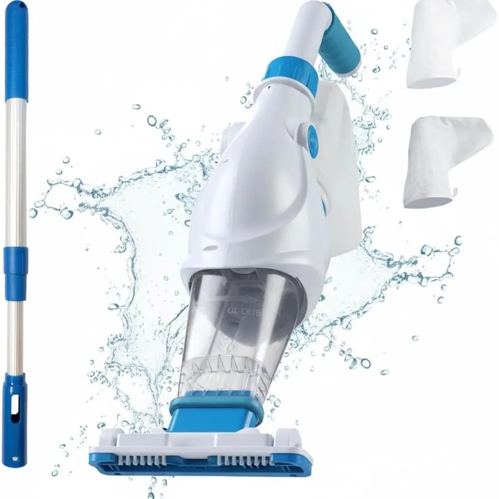 Cordless Pool Vacuum with Telescopic Handle for Above and In-Ground Pools | 60-Min Battery, 11 GPM Suction, Dual Filters