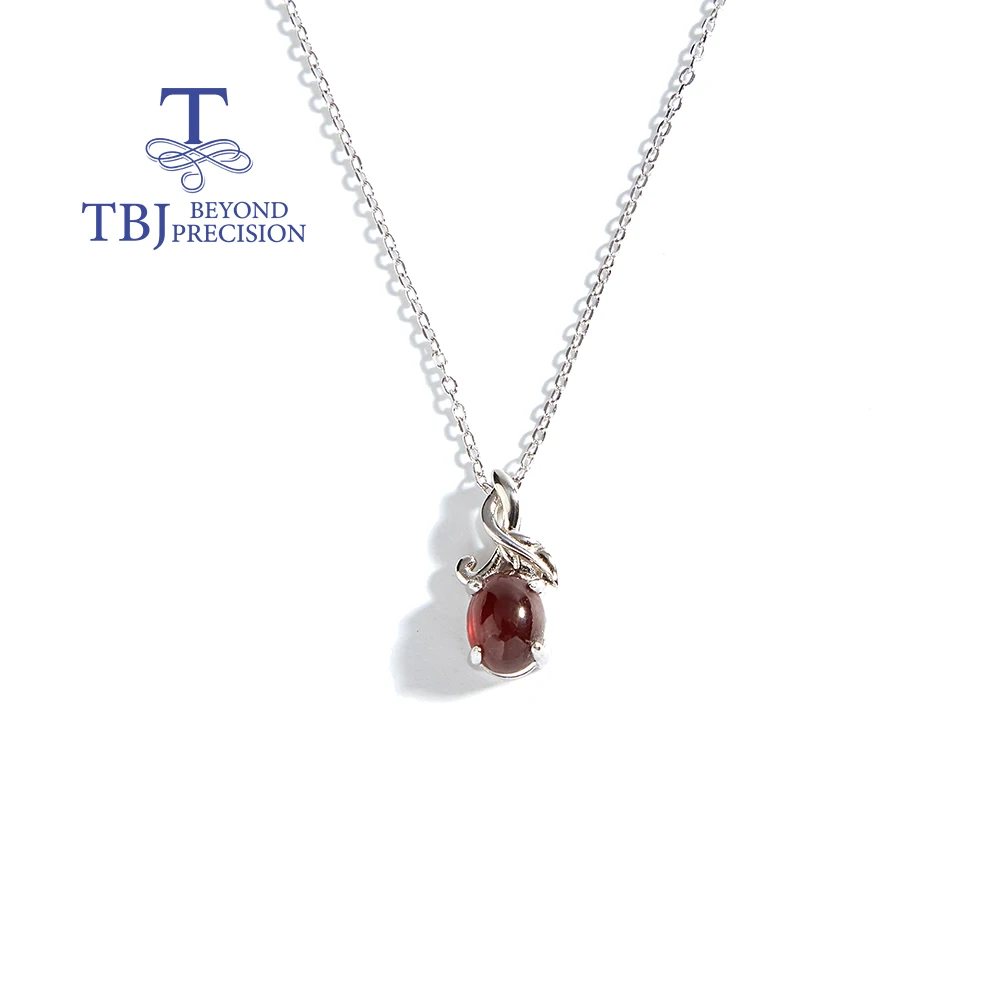 Elegant 925 sterling silver women's Pendant necklace natural Garnet oval 6*8mm gemstones Pendant  for anniversary birthday gifts