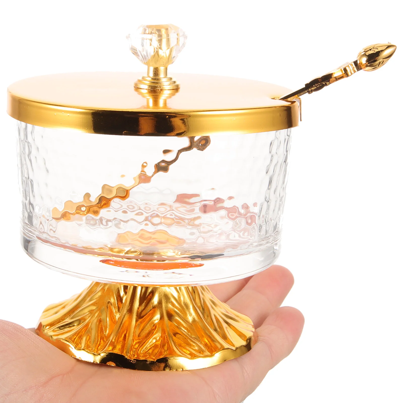 Recipiente de sal com tampa e colher de vidro para biscoitos, açúcar para café, bar, pepperoncini
