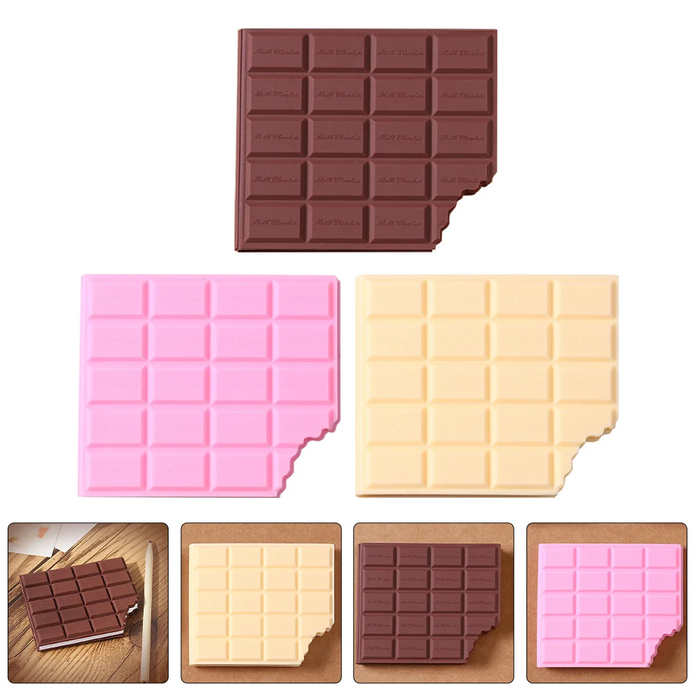 

3Pcs Mini Chocolate Notebooks Cute Pocket Memo Pads Compact Writing Book Fun Stationery for School Office Desk Kids Novelty Gift