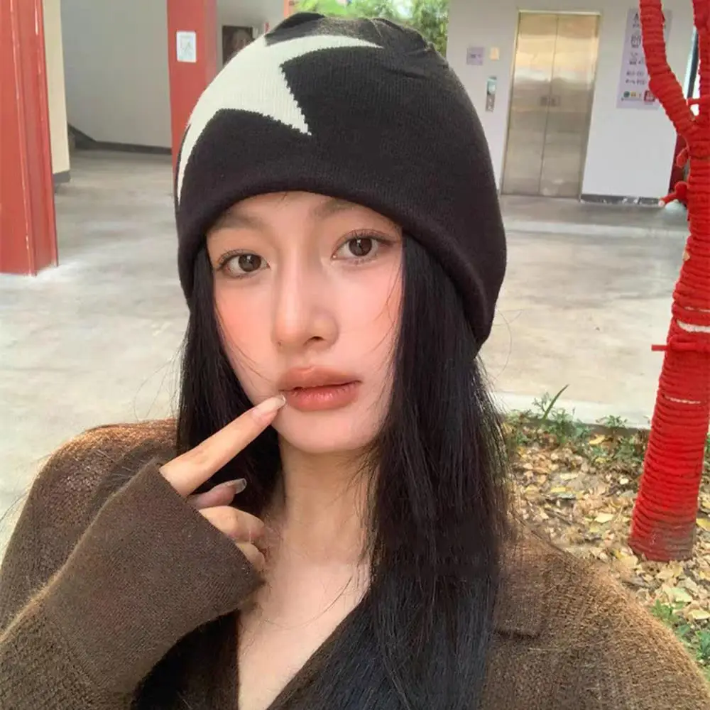 Y2K ستار نمط Skullcap المتخصصة محبوك الباردة قبعة الخريف الدافئة التزلج قبعة الرجال النساء كاني بيني Harajuku الهيب هوب الشتاء القبعات #4