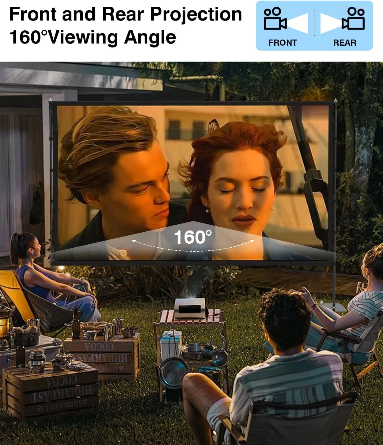 100 Inch Portable Projector Screen 16:9 4K HD with Stand & Carry Bag