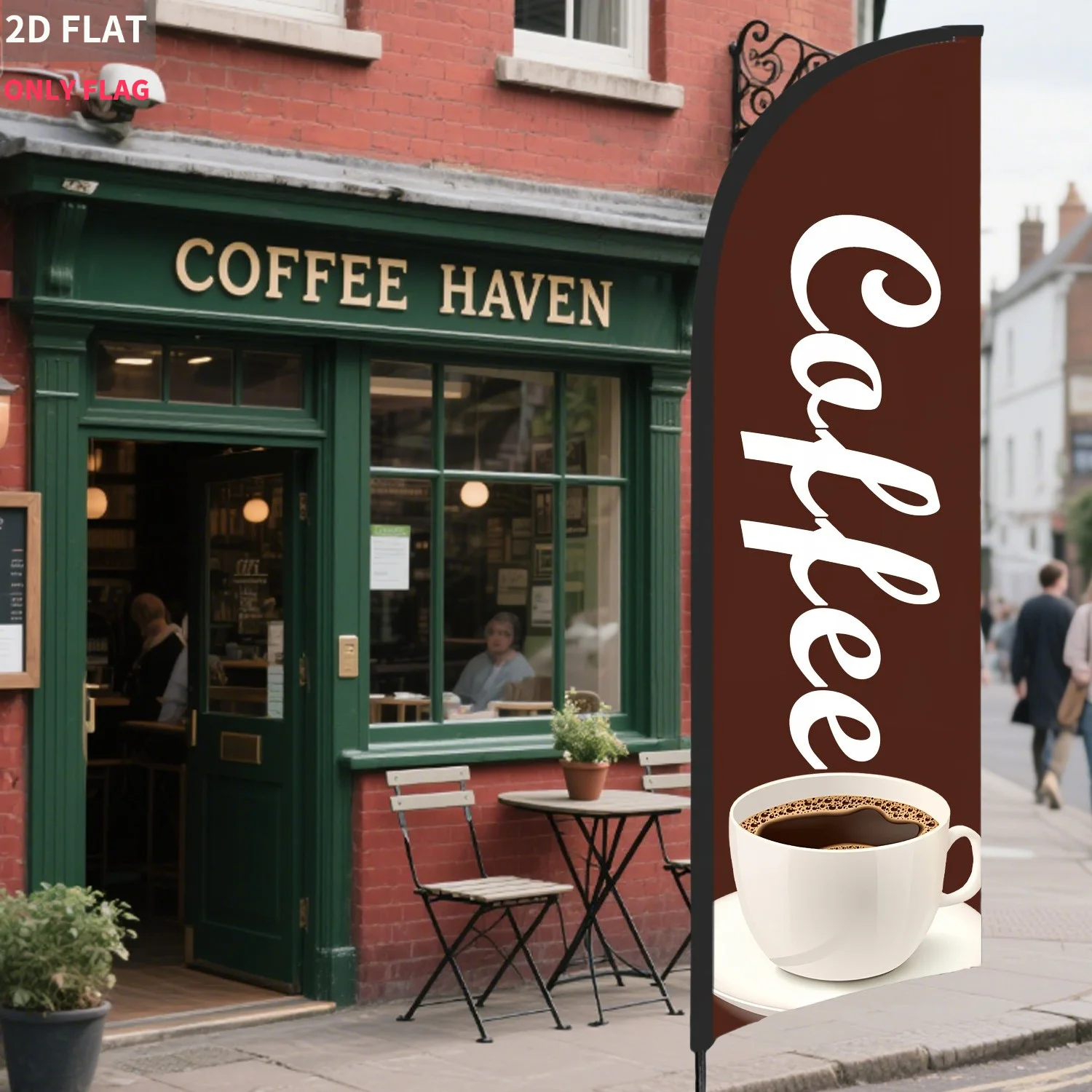 

2D FLAT Outdoor COFFEE Feather Flag, Coffee Store Promotion Feather Flag Banner - Polyester Single Sided for Coffee Shops