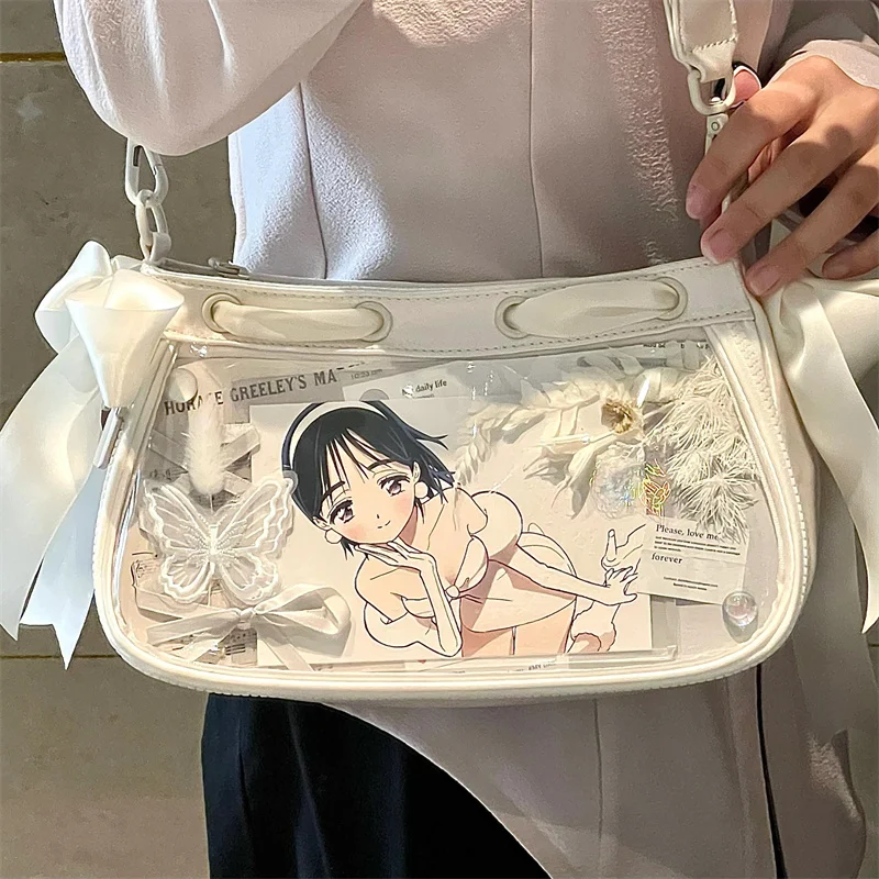 

Japanese Casual All-match Transparent Ita Bag Women Handbags Shoulder Crossbody Bags Commuter Shopping Messenger Tote