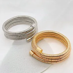 New Men's and Women's Metal Spring Elastic Bracelet Creative Personalized Fashion Versatile Layered Three Layer Bracelet