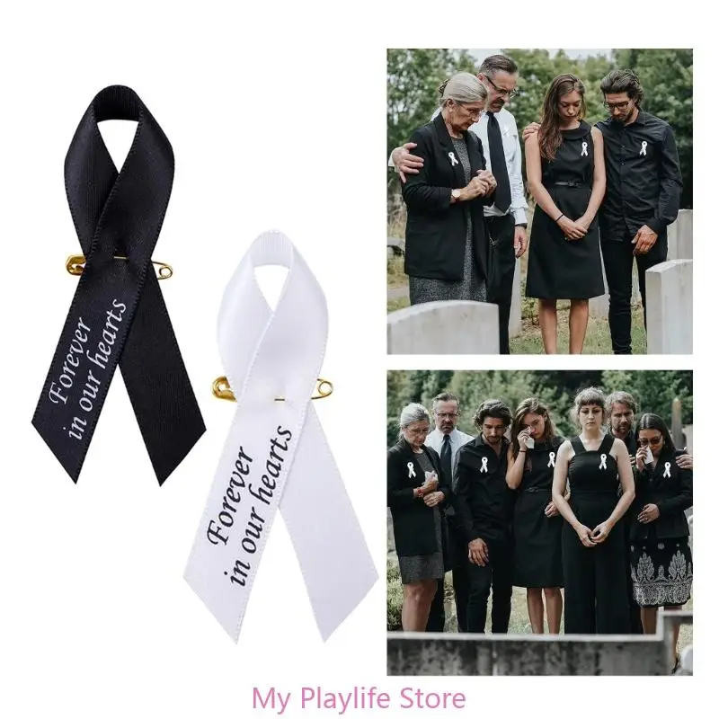 Guests Awareness Lapel Pin Remembrance Ribbon Brooch for Funeral