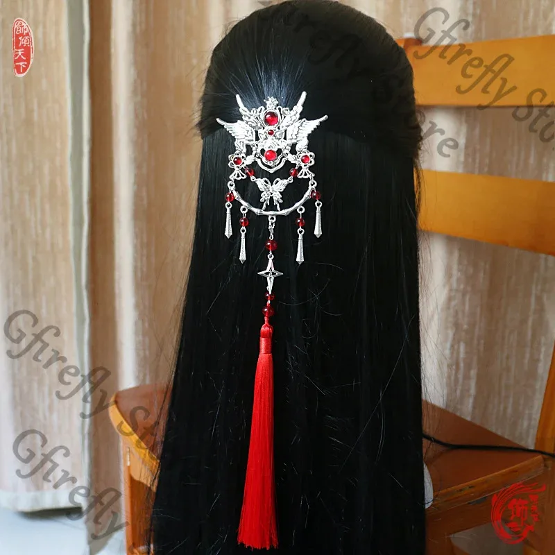 Tocado de bendición oficial del cielo, pinza para el pelo de Anime, horquilla artesanal, tocado de Cosplay, accesorios para colegas, regalo de mariposa Hua Cheng