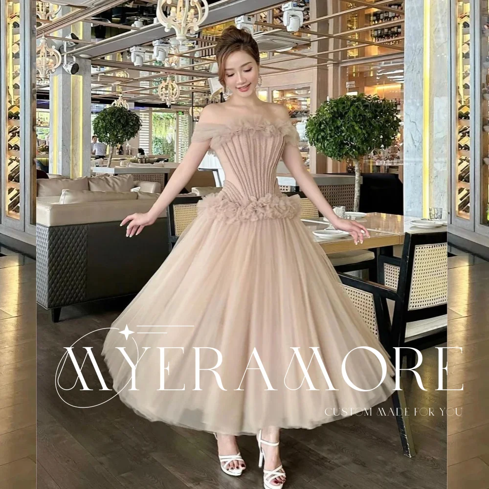 

Elegant Evening Dress Women's Strapless Pleated A-line Draped Off The Shoulder Prom Dresses Formal Banquet Gowns Customized