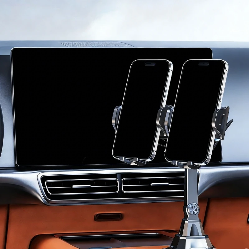 

Vehicle Cup Holder Mount Phone Holder Double Adjustable Head For 4.7in to 7.2in Device Silicone Pad Smartphone Stand