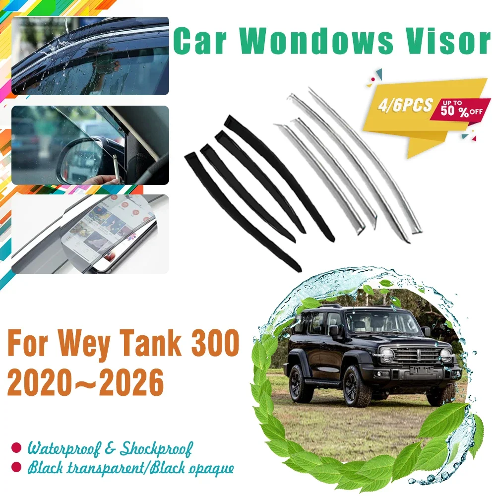 

Car Windshields For GWM Wey Tank 300 2020 2021 2022 2023 2024 2025 2026 Rainproof Window Visors Rain Guard Deflector Accessories