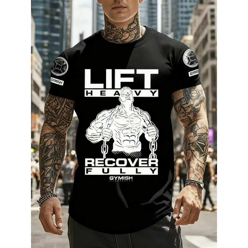 تي شيرت Muscular Man Tough Guy ثلاثي الأبعاد مطبوع قابل للتنفس واستعادة كاملة للتمرين واللياقة البدنية المضحكة سريعة الجفاف للارتداء اليومي #3