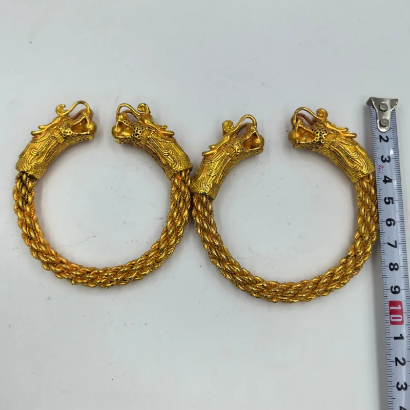 Vintage Hidden Gold Dragon Head Bracelet Retro Ethnic Style Bracelet Bangle Beaded Bracelet Wholesale