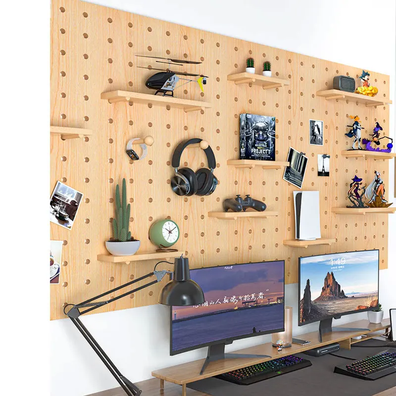 

Отверстие из цельного дерева, настенная подвесная стойка для хранения, крючок, перегородка, креативная настенная подвесная доска для хранения, деревянная доска с отверстиями, полка