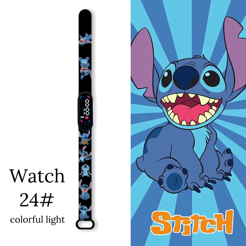 Disney Cartoon Stitch Children Watches Girls Fashion Bracelet LED Women Watch Kids Electronic Digital Waterproof Clock