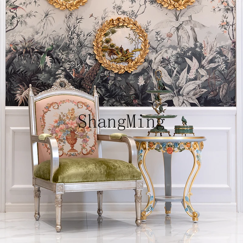 

SM household solid wood luxury hand-painted flower sticker gold foil small corner villa living room