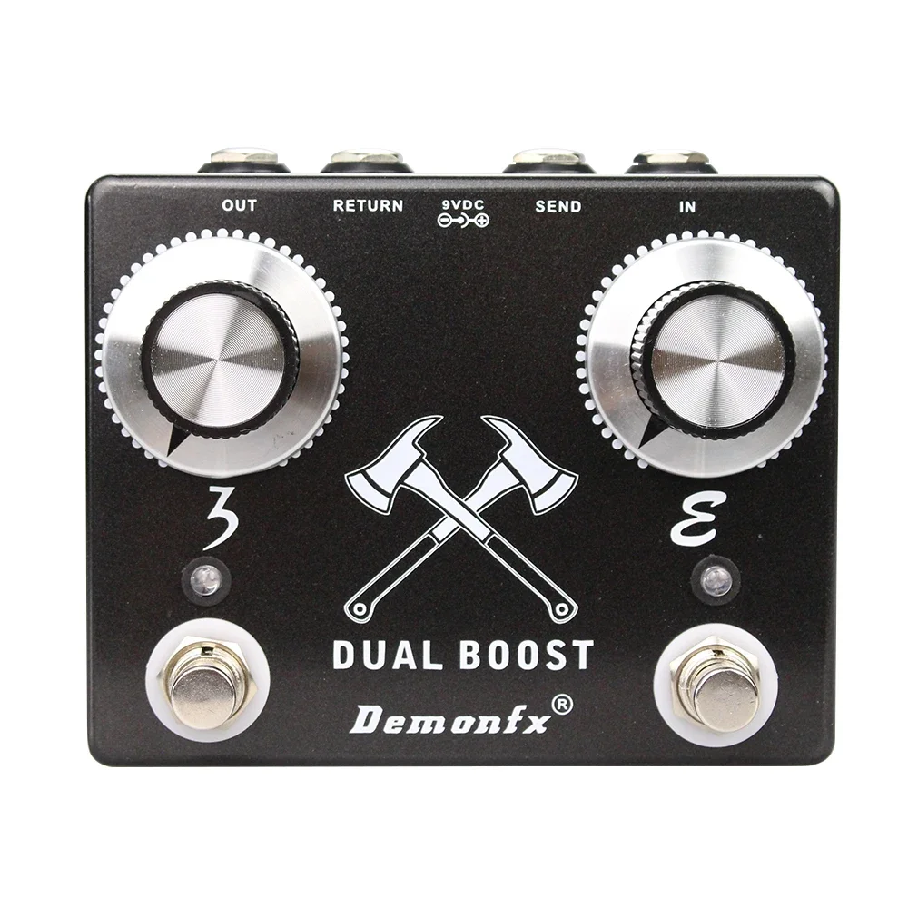 Demonfx Stompbox Dual Boost Preamp Booster Pedal Dual Channel E‑Booster & 3‑Booster FX‑Loop True Bypass Guitar Effects Pedal