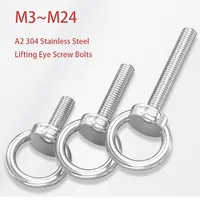 1PCS A2 304 Stainless Steel Lifting Eye Screw Bolts M3 M4 M5 M6 M8 M10 M12 M14 M16 M20 M24 Round Ring Hook Bolt Screw