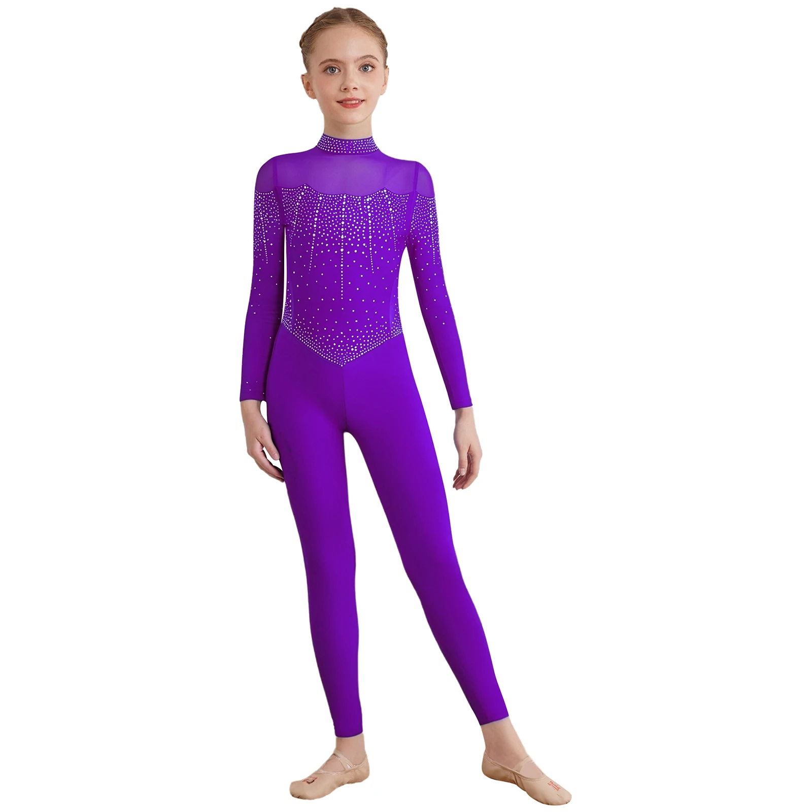 子供ノースリーブ体操ジャンプスーツバレリーナ女の子全身レオタードヨガ練習バレエスケートボディスーツ子供ダンスウェア