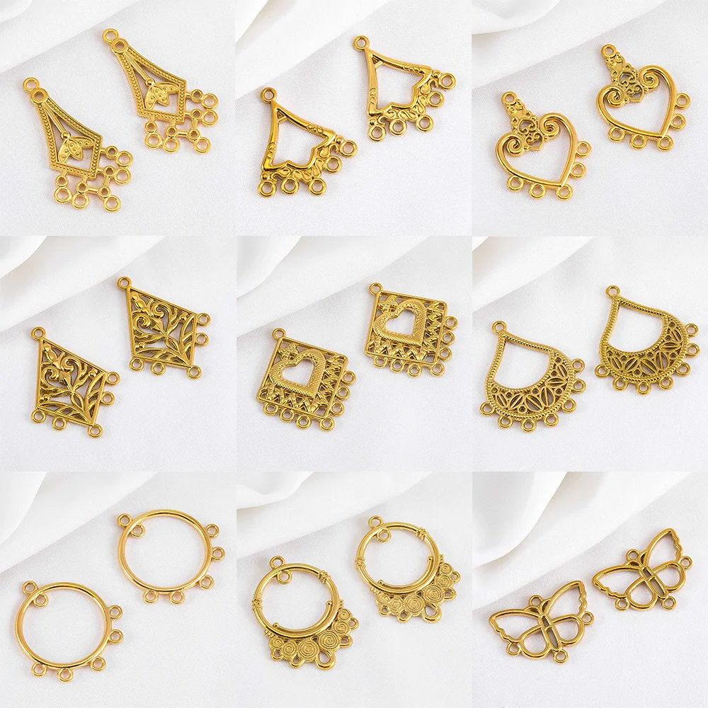 1/3/5pcs Stainless Steel Porous Fan Waterdrop Round Multi-layered Fringe Pendants Bases Women DIY Ethnic Earrings Jewelry Making
