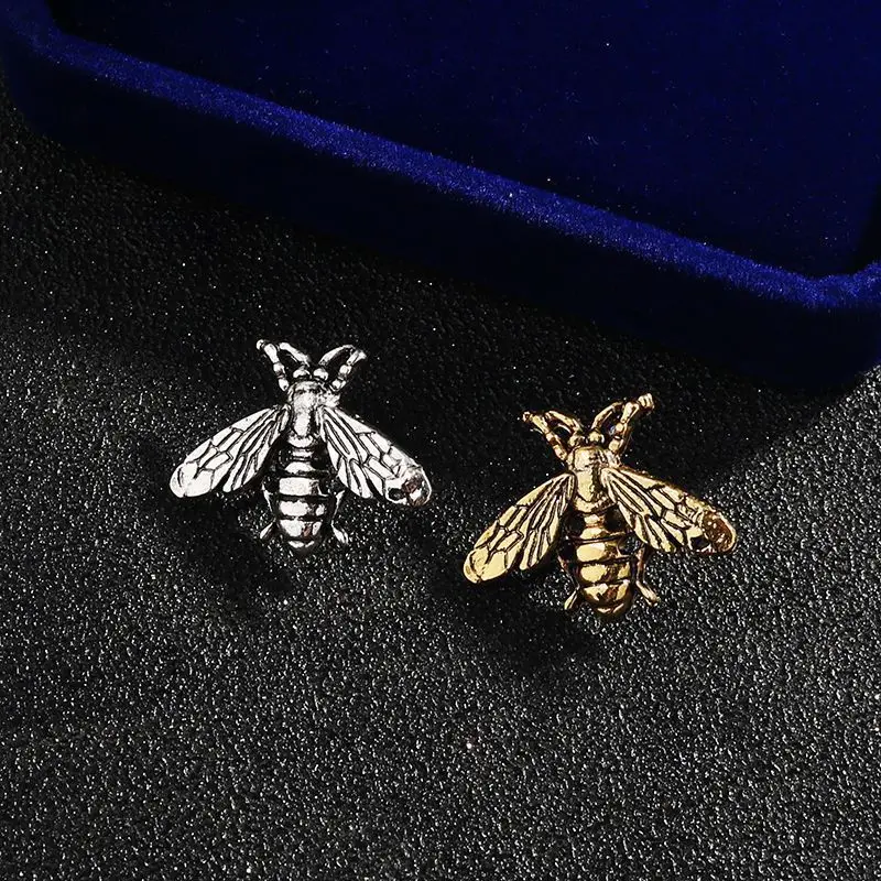 Vintage Silver Bee Alloy Brooch Dual-use Lapel Pin Trendy Classic Shirt Suit Accessory for Men and Women Daily Party Decor Gift