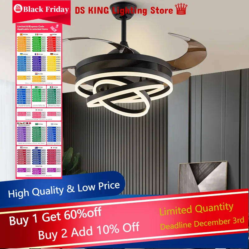 New Living Room Invisible Nordic Ceiling Fan Light Dining Room Bedroom Home Simple Modern Led Fan Light Ceiling Fan Light