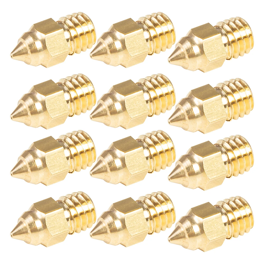 Creality 3D 12pcs MK Nozzle Thread Printer Extruder Head 0.4/0.3/0.4/0.5/0.6MM Output Brass for CR-6 SE CR-10 V2 Ender-3 Ender-5