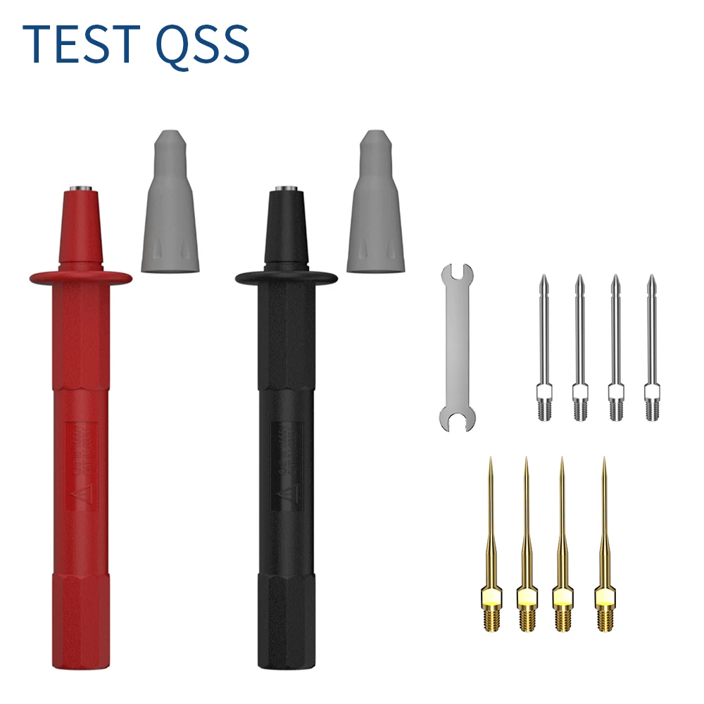 QSS 2PCS Multimeter Test Pen with Replaceable Gold-plated Sharp Needles and Wrench Electrical Tools