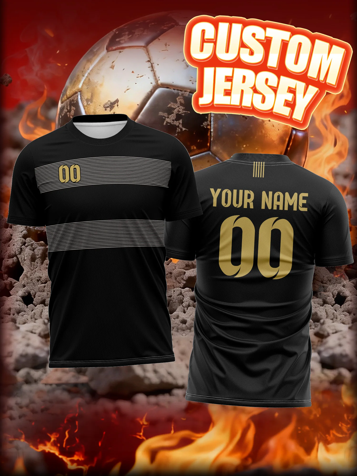 

Custom Photo Name Number Soccer Jersey Tournament Level Official Match Ready Outfit