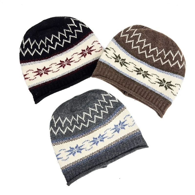 قبعة متماسكة مكتنزة كبيرة الحجم قابلة للطي قبعة شتوية للنساء قبعة سميكة لينة حك الدفء خمر هدية عيد الميلاد العصرية #6