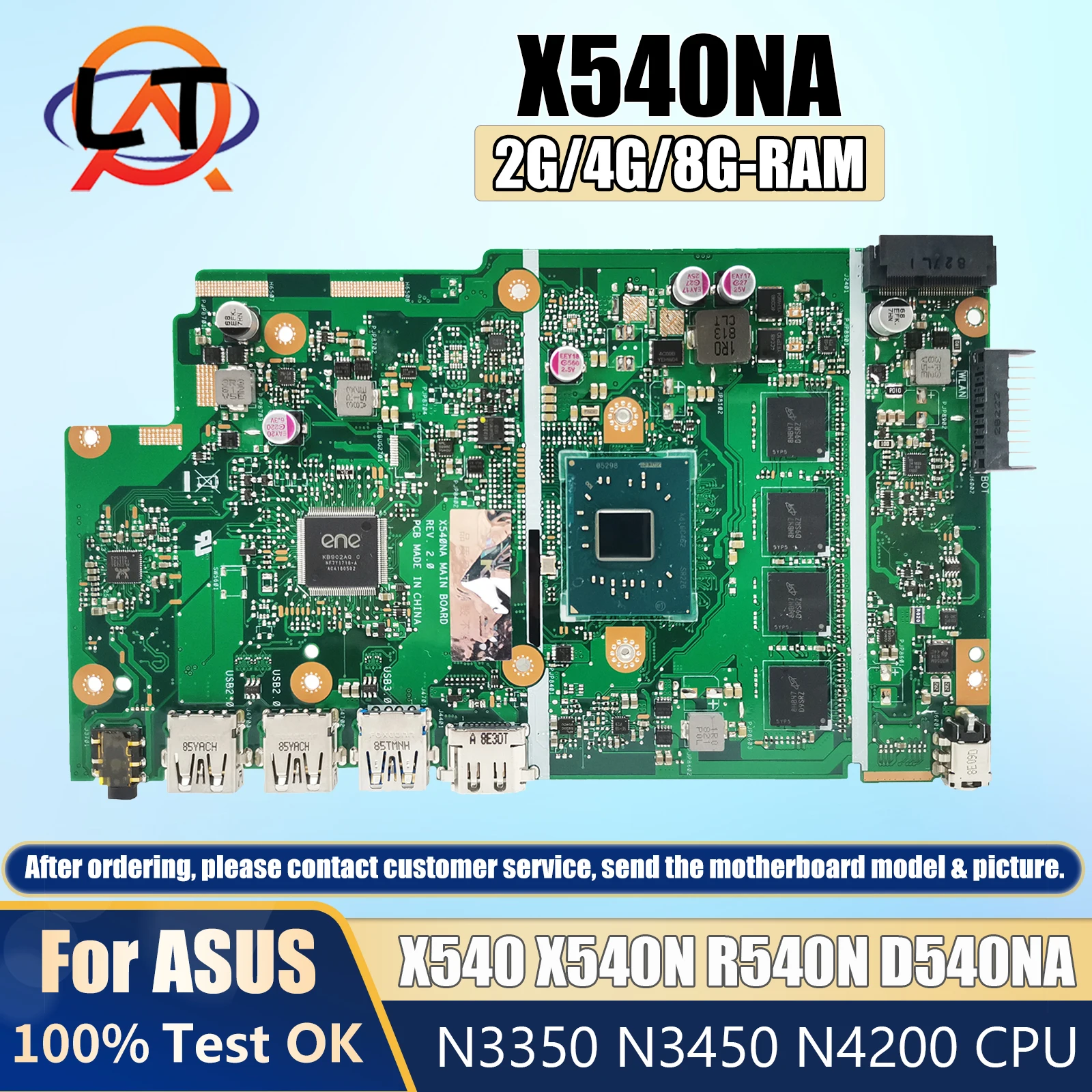 X540NA With N3350 N4200 CPU 4GB 8GB-RAM Notebook Mainboard For Asus X540 X540N X540NA R540N D540NA X540MA Laptop Motherboard