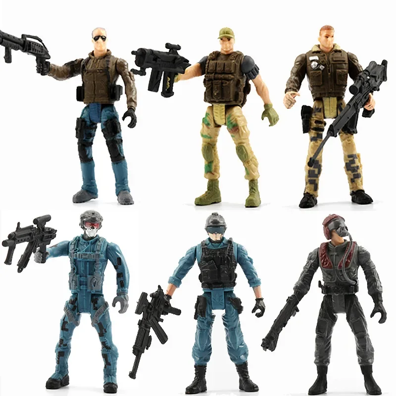 American Soldiers Little Figures Military Models Movable Joints 10cm Dolls Police Mercenaries Ornaments