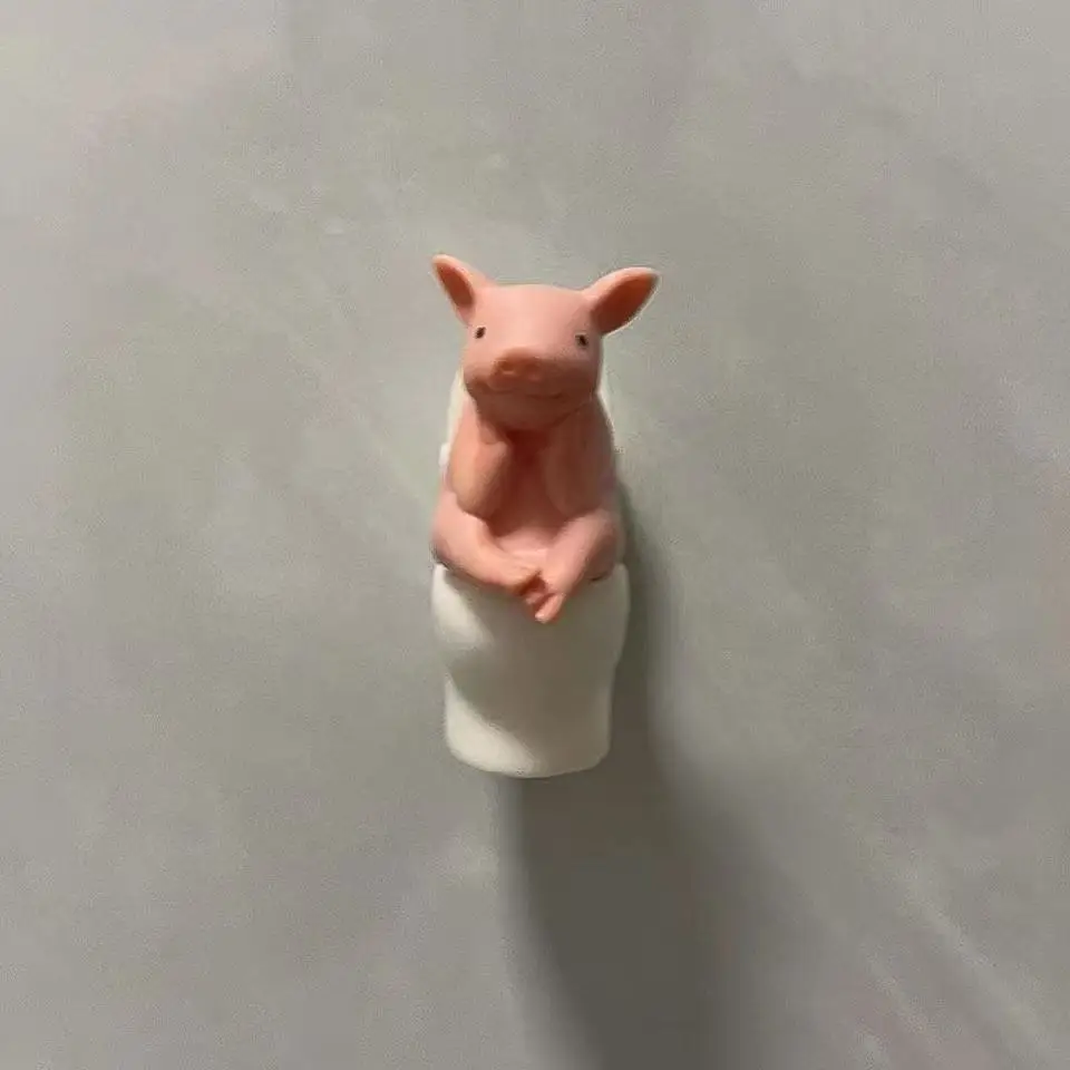 Pink Pig on Toilet Figurine - Whimsical PVC Decor for Home, Office, & Car | Ideal Gift for Friends | Versatile Indoor