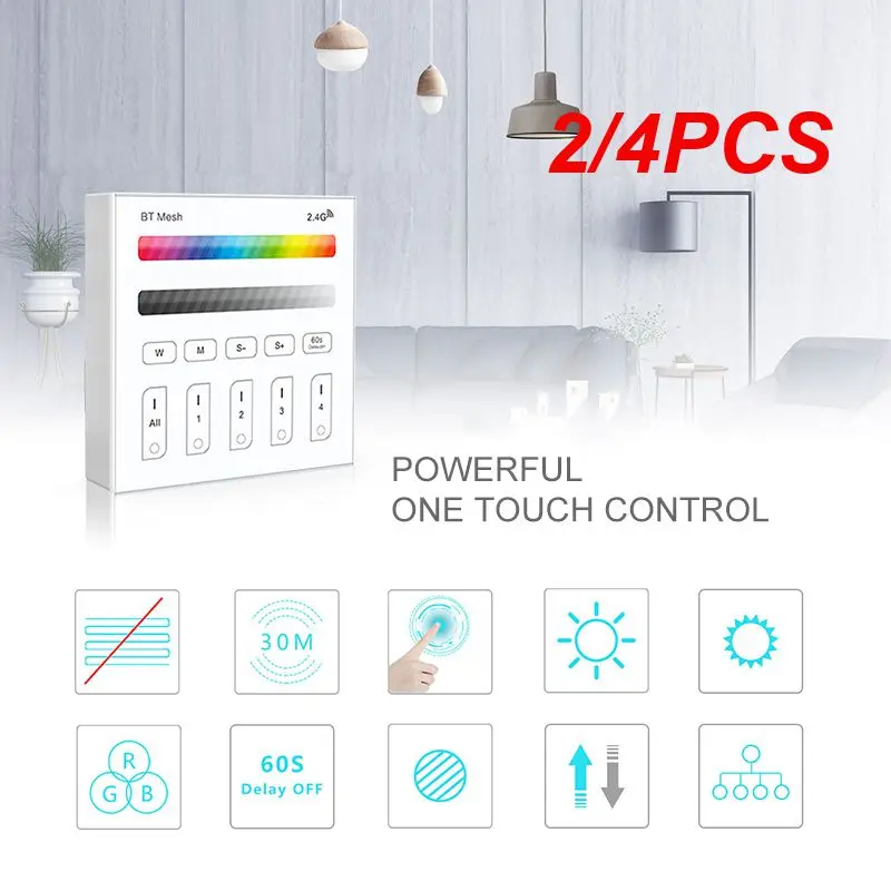 

2/4PCS Mesh 2.4GHz Wireless Touch Panel DimmerRGBW LED Smart Remote Controller for Led Strip Lights Lamp Bulb Led Ribbon