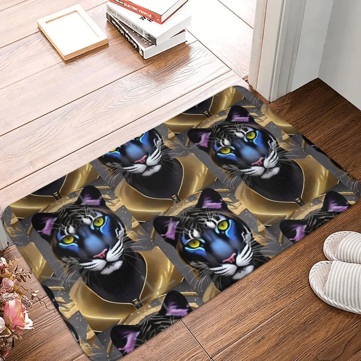 Gold Panther Non-slip Doormat Bath MatLovely little animals Floor Carpet Welcome Rug Bedroom Decor